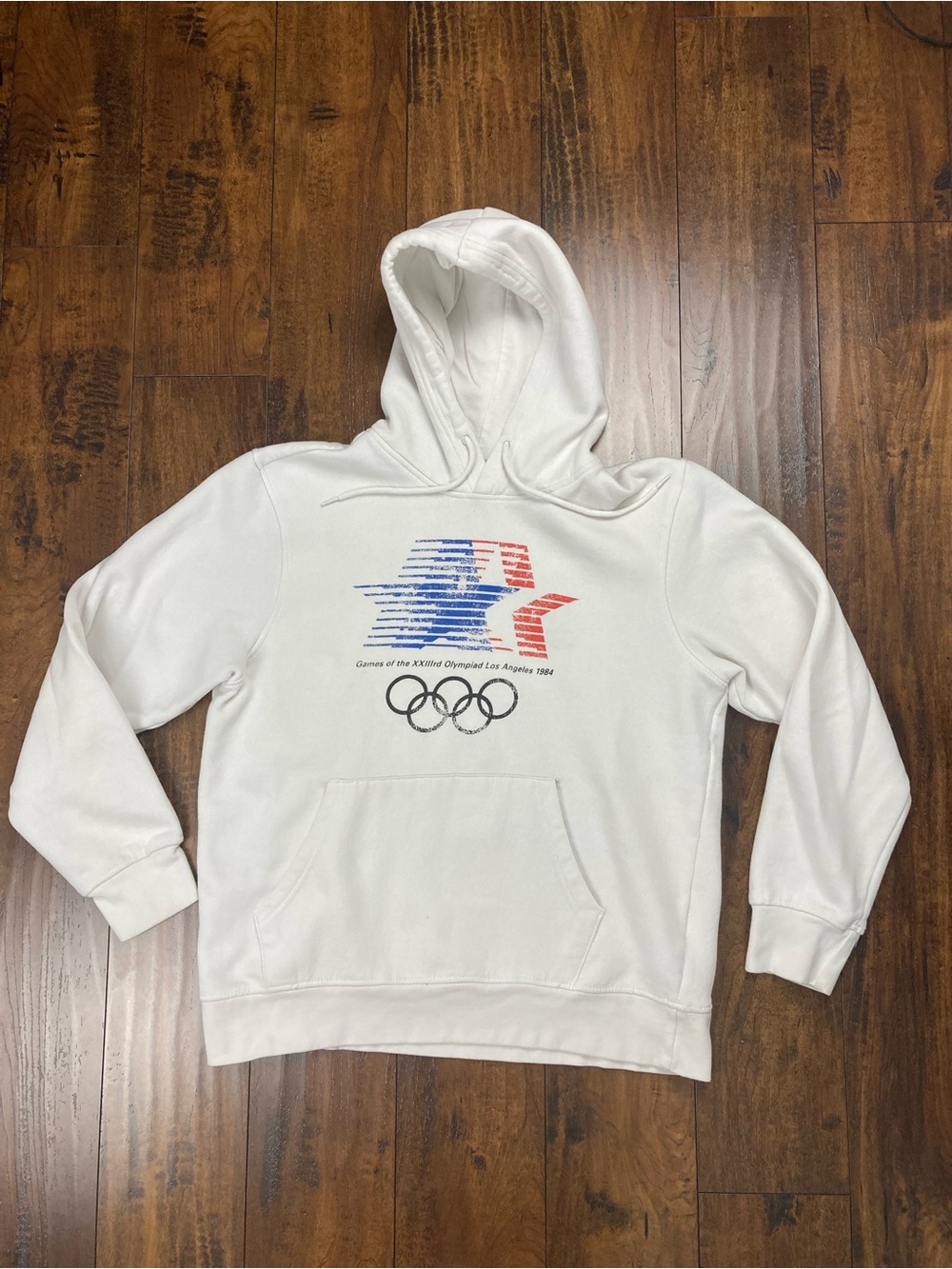 Olympic Heritage Los Angeles 1984 Games Hoodie White LA’84 Retro Men’s Large.